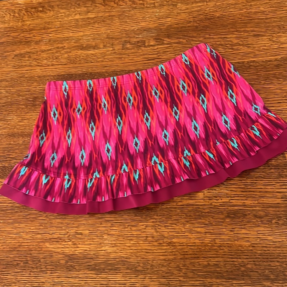 Title Nine Pink and Purple Bubble Mini Swim Skirt Aztec Southwestern design SZ S